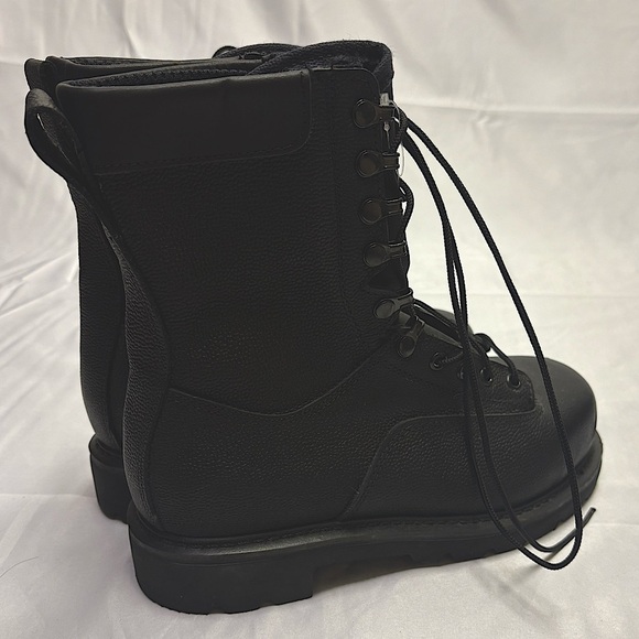 Terra Military Combat Boot Size 240 Womens 7 Steel Toe Black Pebbled Leather CSA - Picture 2 of 9